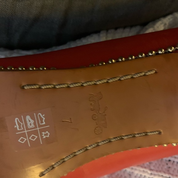 EUC Coach Red with Gold Beading Shoes -Size 7 - Picture 5 of 7